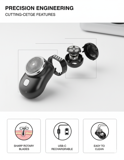 Mini Electric Shaver for Men | Rechargeable Waterproof Razor with 3D Floating Blades | Portable Travel Beard Trimmer